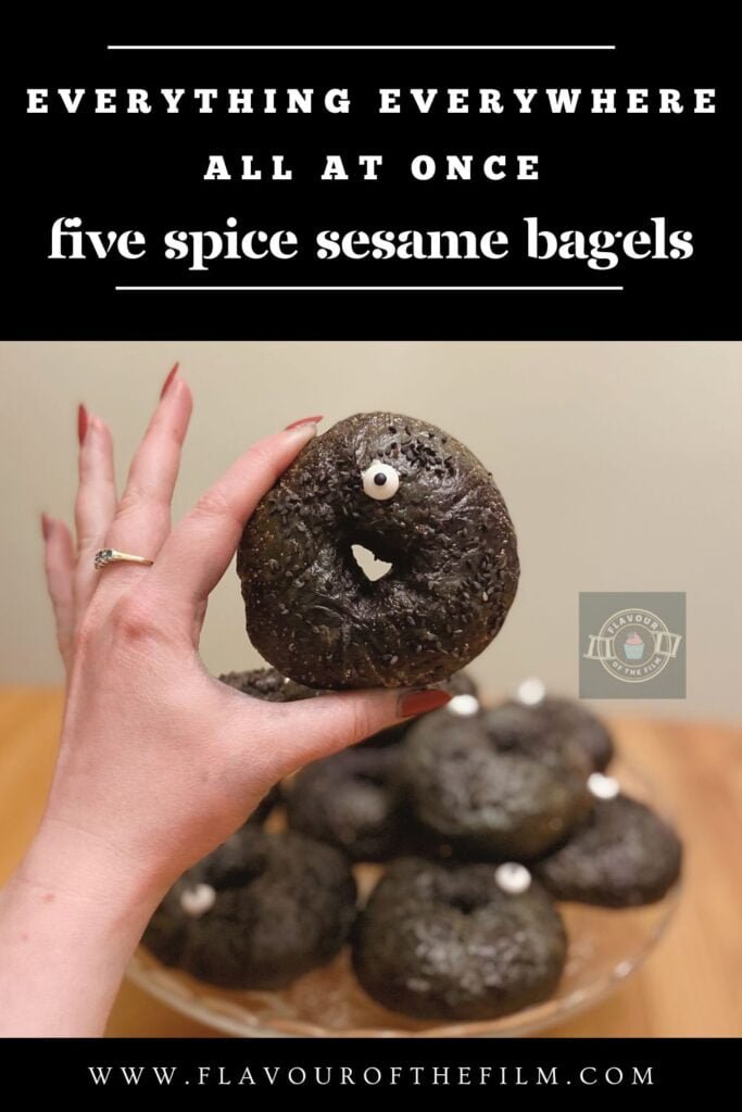 Everything Everywhere All at Once sesame bagels Pinterest Pin image