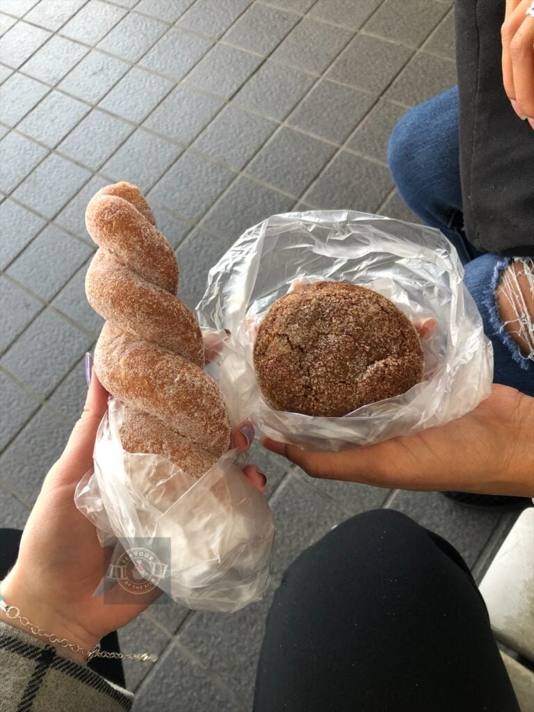 Cinnamon bun and sugar coated doughnut twist from Vie de France, Hongo, Nagoya.