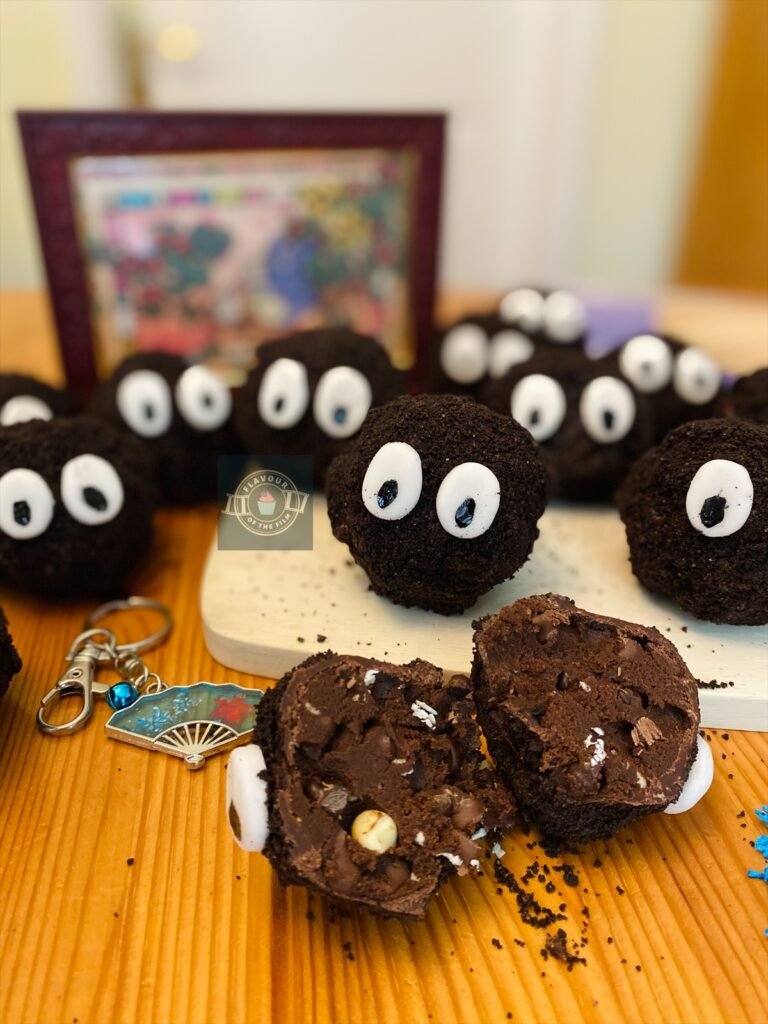 Cookie dough bites shaped like soot sprites from Studio Ghibli films.