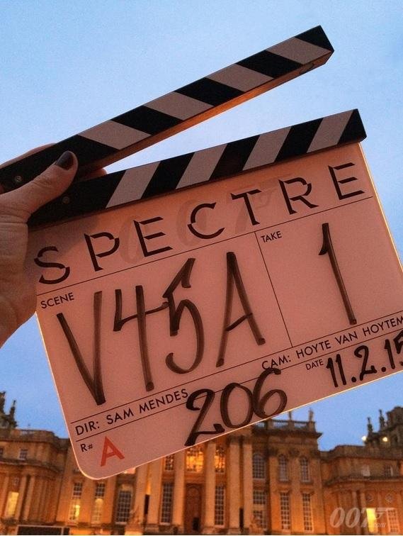 Clapperboard from Spectre on set at Blenheim Palace.