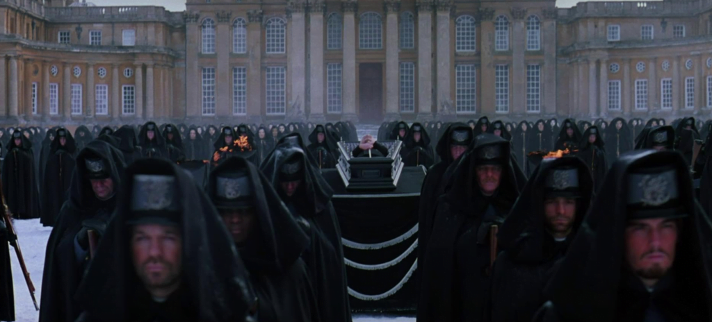 Funeral shot in front of Blenheim Palace in Hamlet (1996).