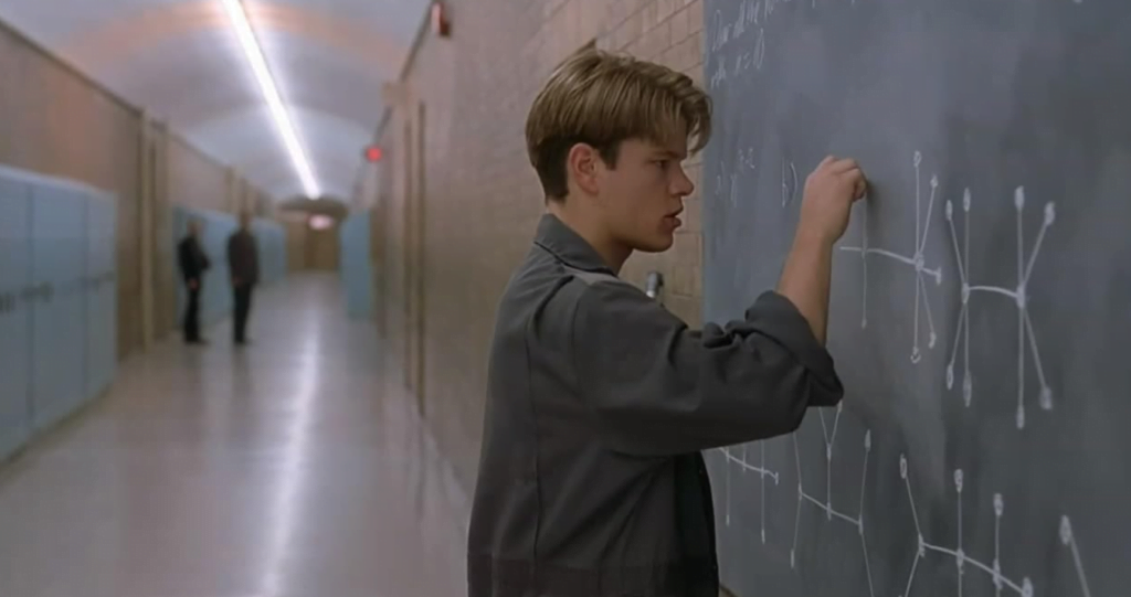 Will solving the equation on the blackboard whilst working as a janitor.