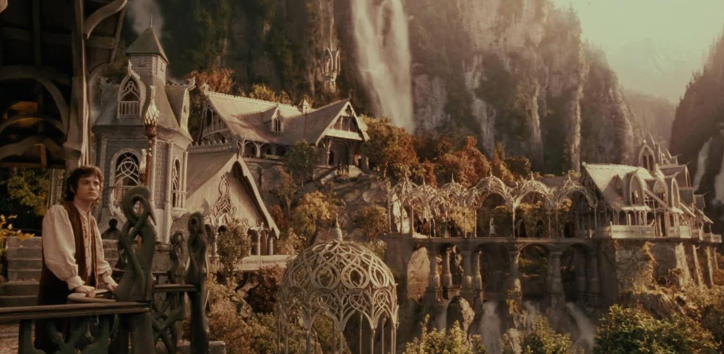 Frodo looking out across Rivendell.