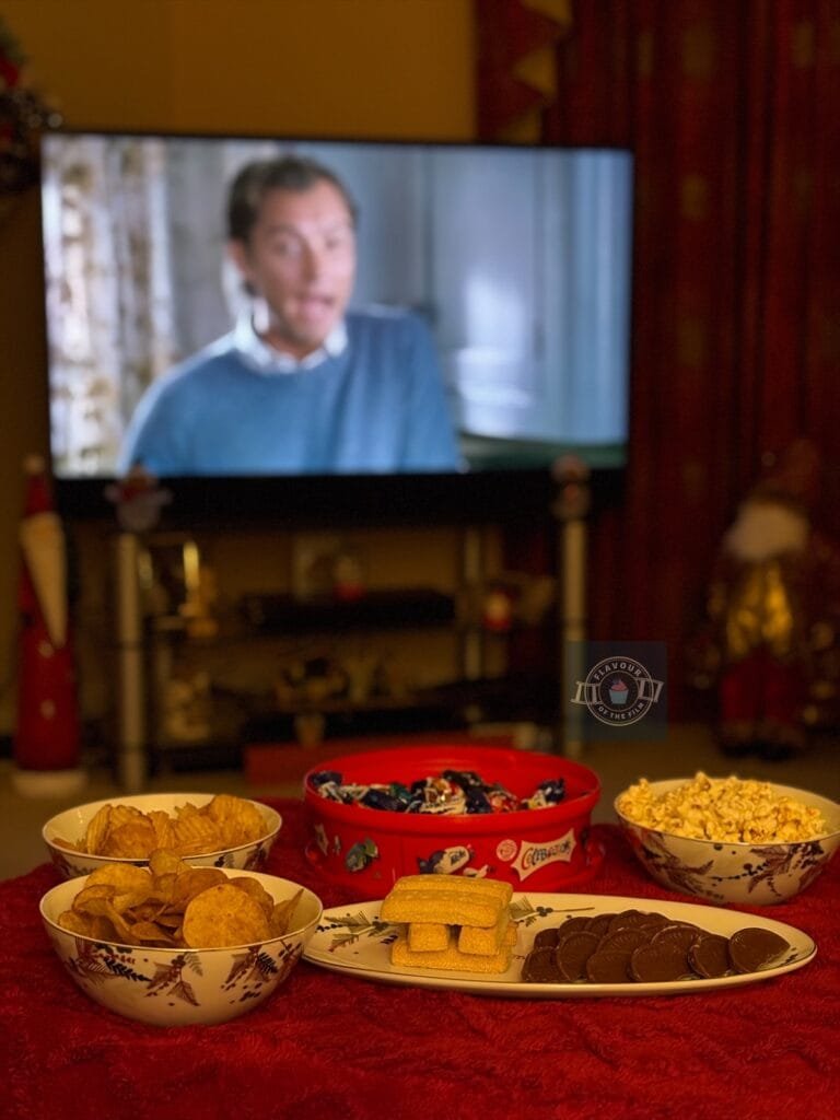 Christmas movie night snacks and The Holiday.