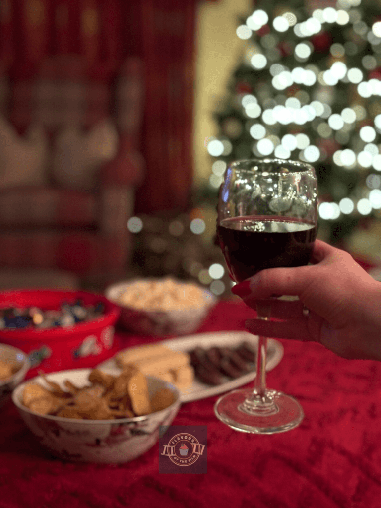 Snacks and wine.