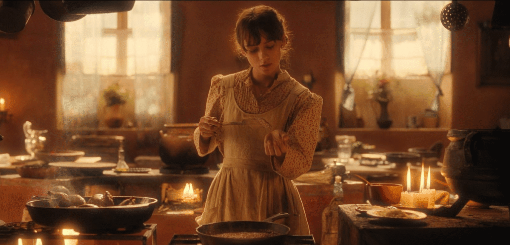 Lead character in flow in the kitchen.