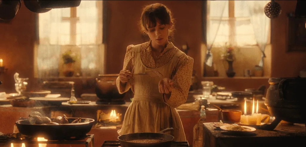 Lead character in flow in the kitchen.