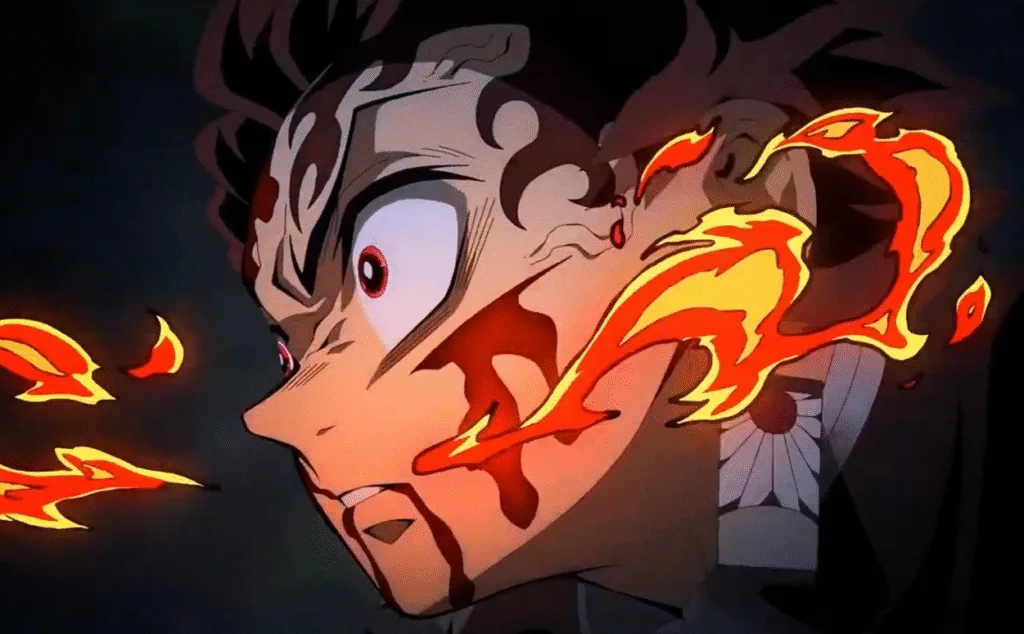 Tanjiro using his powers.