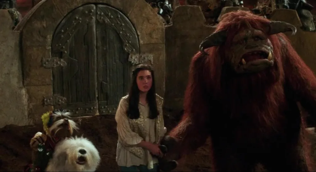 The main character moving through the labyrinth with help.