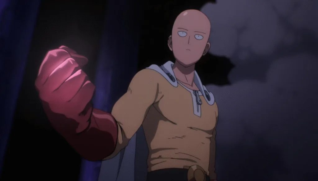 Saitama preparing to punch.