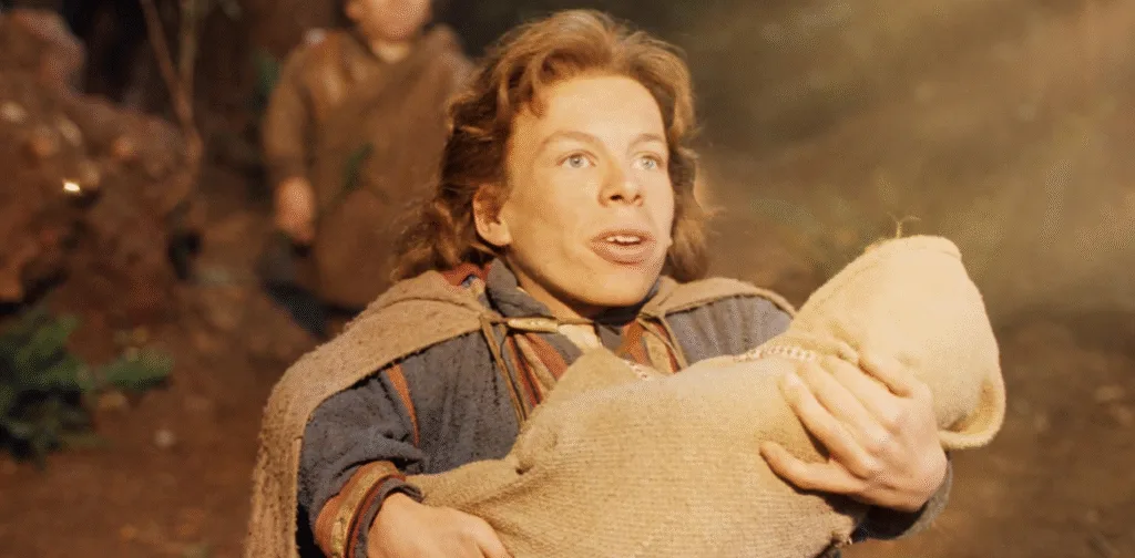 The dwarf farmer and the baby.