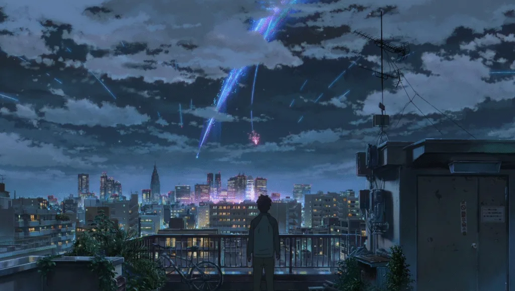 Two shooting stars over Tokyo.