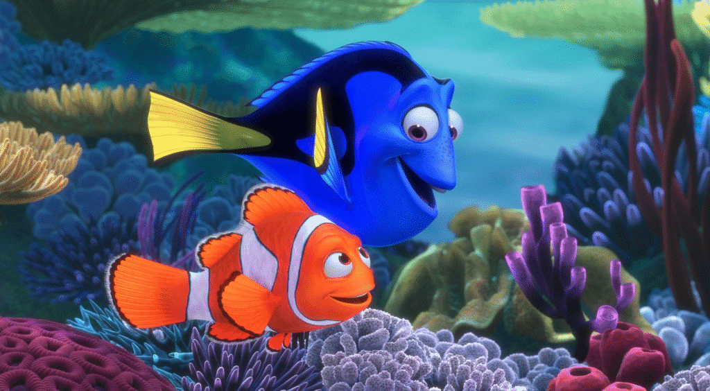 Dory and Nemo's Dad on the journey to find him.