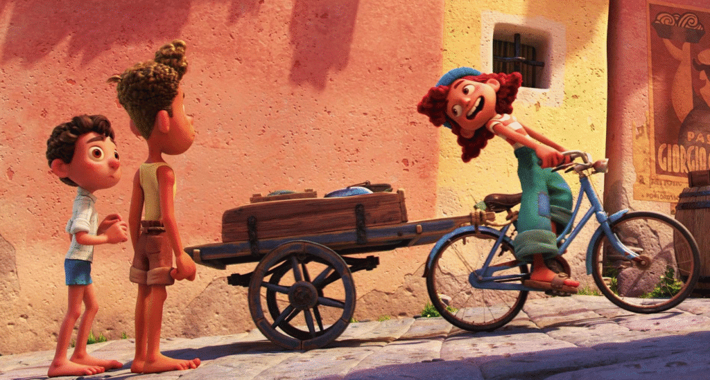 The two boys as humans talking to a girl they become friends with.