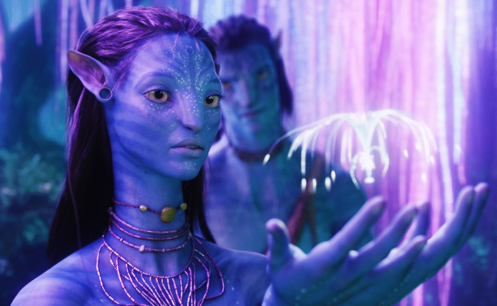 The lead characters spending time with the spirits of Pandora.