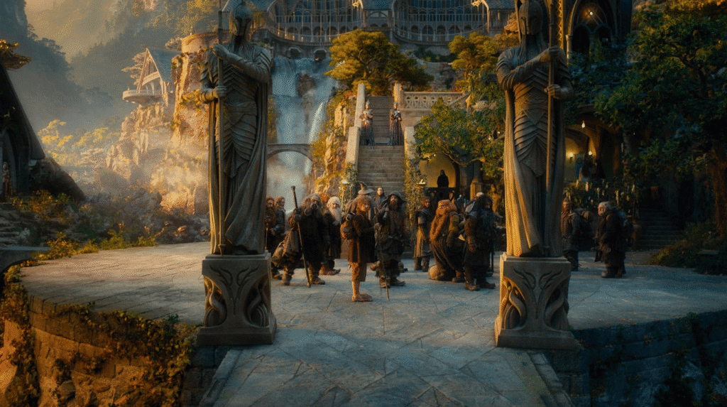 Thorin and company waiting to be seen by elves.