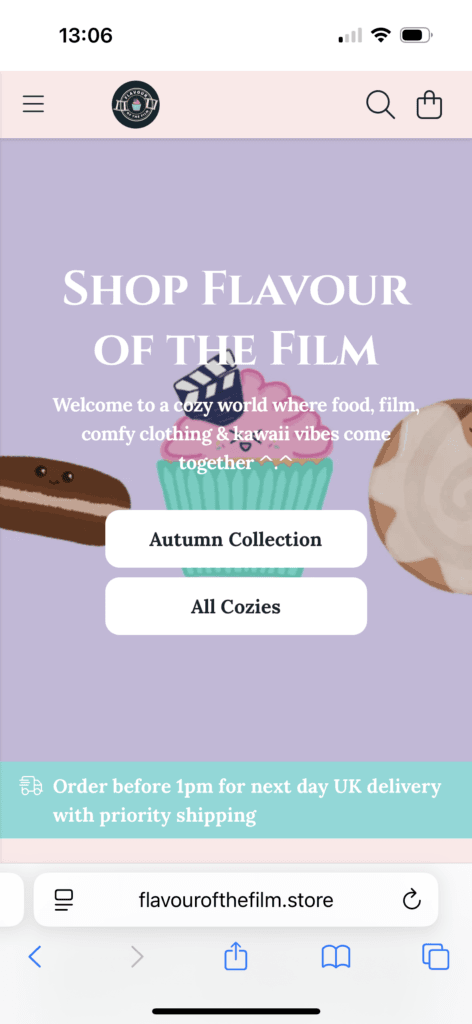 All images are screenshots of the Flavour of the Film curve/plus size kawaii clothing store.